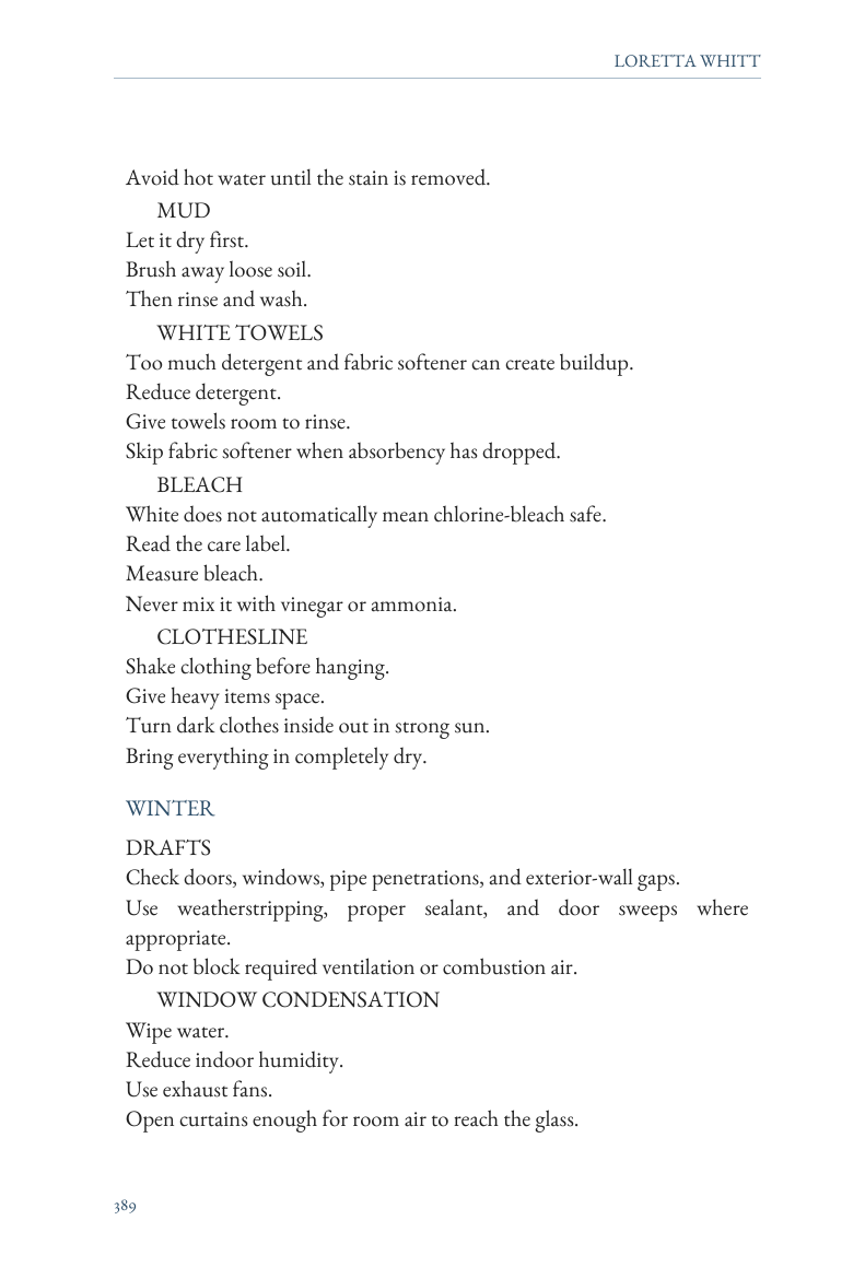 Quick reference page from The Old Mountain Way